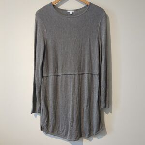 J. Jill Grace Gray Ribbed Lagenlook Long Sleeve Tunic Top Size M